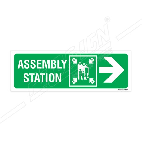Assembly Station Right  Arrow IMO Sign| Protector FireSafety