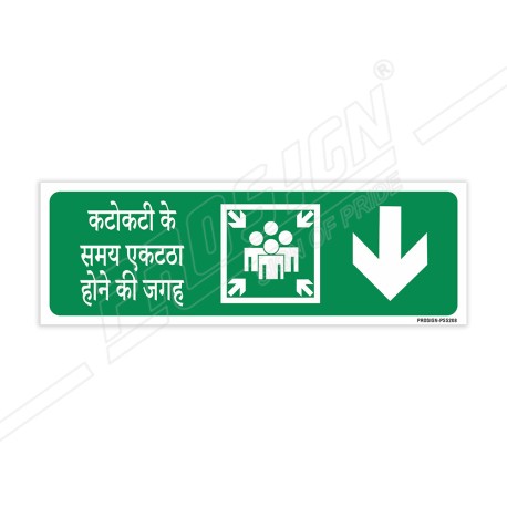Emergency Assembly Point With Down Arrow Sign| Protector FireSafety
