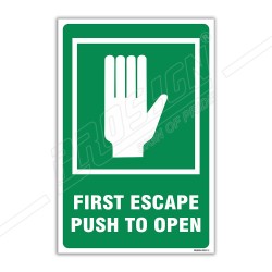 First Escape Push To Open Sign| Protector FireSafety