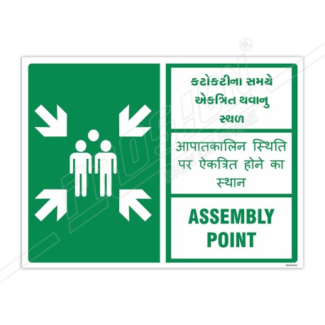 Assembly Point English, Gujrati & Hindi Sign| Protector FireSafety