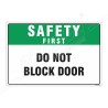 Do Not Block Door Safety First Sign| Protector FireSafety