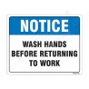 Wash Hands Before Returning To Work Notice Sign| Protector FireSafety