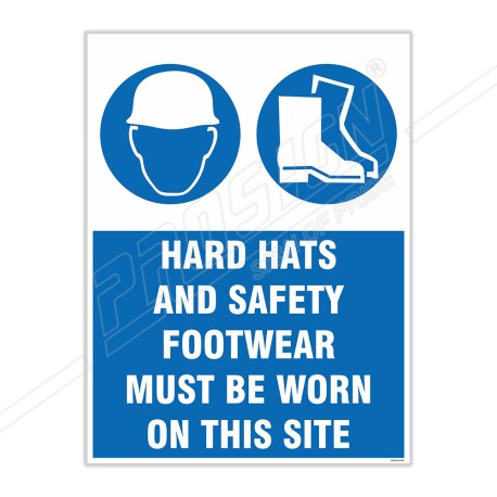 Hard Hat And Footwear Must Be Worn Site Safety Sign| Protector FireSafety