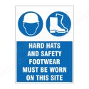 Hard Hat And Footwear Must Be Worn Site Safety Sign| Protector FireSafety