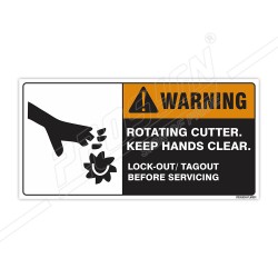 Rotating Cutting Keep Hands Clear Machine Safety Label| Protector FireSafety