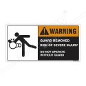 Guard Removed Risk Of Severe Injury Machine Safety Label| Protector FireSafety