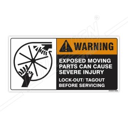 Exposed Moving Parts Can Severe Injury Machine Safety Label| Protector FireSafety
