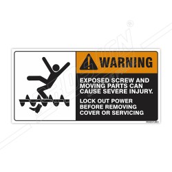Exposed Screw and Moving Parts Can Cause Injury Machine Safety Label| Protector FireSafety