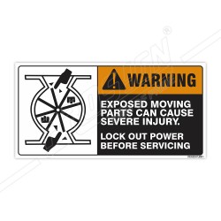 Exposed Moving Parts Can Cause Injury Machine Safety Label| Protector FireSafety