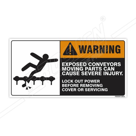 Exposed Conveyers Moving Parts Can Cause Injury Machine Safety Label| Protector FireSafety
