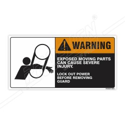 Exposed Moving Parts Can Cause Injury Machine Safety Label| Protector FireSafety