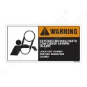 Exposed Moving Parts Can Cause Injury Machine Safety Label| Protector FireSafety