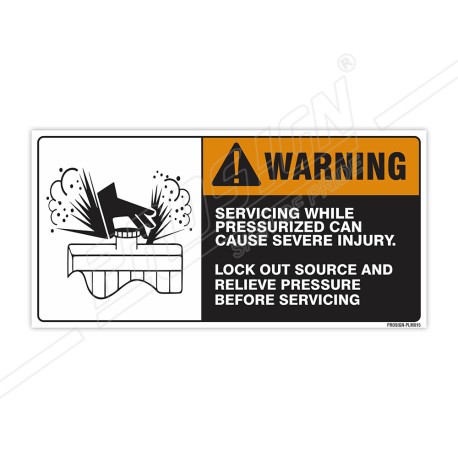 Servicing While Pressurized Can Cause Injury Machine Safety Label| Protector FireSafety
