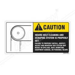Insure Belt Cleaning And Scaping System Is Properly Set Machine Safety Label| Protector FireSafety