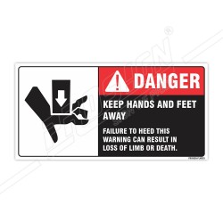 Keep Hand Feet Away Machine Safety Label| Protector FireSafety