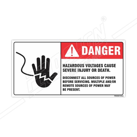 Hazardous Voltage Cause Sever Injury Or Death Electrical Safety Label| Protector FireSafety