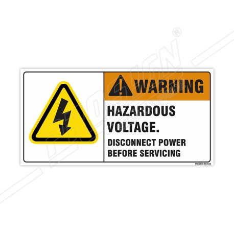 Hazardous Voltage Disconnect Power Before Servicing Electrical Safety Label| Protector FireSafety
