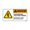 Hazardous Voltage Inside Disconnect Power Before Servicing Electrical Safety Label| Protector FireSafety