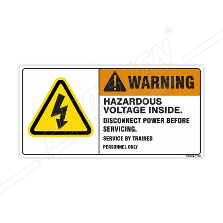 Hazardous Voltage Disconnect Power Before Servicing Electrical Safety Label| Protector FireSafety