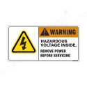 Hazardous Voltage Inside Remove Power Before Servicing Electrical Safety Label| Protector FireSafety