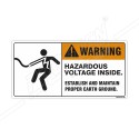 Hazardous Voltage Establish And Maintain Proper Earth Ground Electrical Safety Label| Protector FireSafety