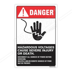 Hazardous Voltage Cause Severe Injury Or Death Electrical Safety Label| Protector FireSafety