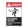 Hazardous Voltage Disconnect Power Before Servicing Electrical Safety Label| Protector FireSafety