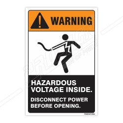 Hazardous Voltage Disconnect Power Before Opening Electrical Safety Label| Protector FireSafety