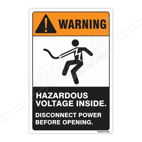 Hazardous Voltage Disconnect Power Before Opening Electrical Safety Label| Protector FireSafety