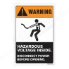 Hazardous Voltage Disconnect Power Before Opening Electrical Safety Label| Protector FireSafety