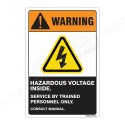 Hazardous Voltage Servicing By Trained Person Only Electrical Safety Label| Protector FireSafety