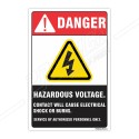 Hazardous Voltage Contact Will Cause Electrical Shock Or Burn Electrical Safety Label| Protector FireSafety