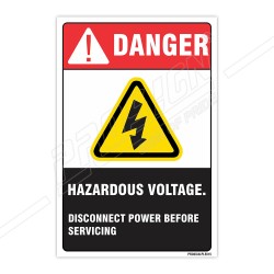 Hazardous Voltage Disconnect Power Before Servicing Electrical Safety Label| Protector FireSafety