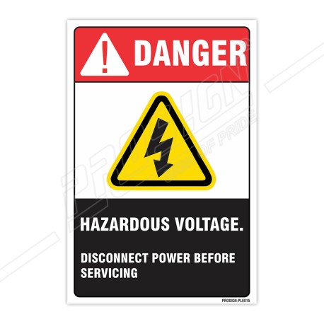 Hazardous Voltage Disconnect Power Before Servicing Electrical Safety Label| Protector FireSafety