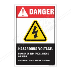 Hazardous Voltage Danger Of Electrical Shock Or Burn Electrical Safety Label| Protector FireSafety