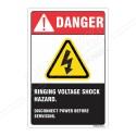 Ringing Voltage Shock Hazard Electrical Safety Label| Protector FireSafety