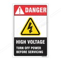 High Voltage Turn Off Power Before Servicing Electrical Safety Label| Protector FireSafety