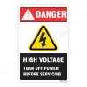 High Voltage Turn Off Power Before Servicing Electrical Safety Label| Protector FireSafety