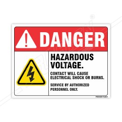 Hazardous Voltage Contact Will Cause Electrical Shock Or Burn Electrical Safety Label| Protector FireSafety