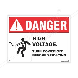 High Voltage Turn Power Off Before Servicing Electrical Safety Label| Protector FireSafety