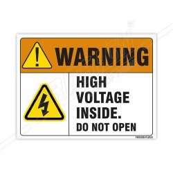 High Voltage Inside Do Not Open Electrical Safety Label| Protector FireSafety