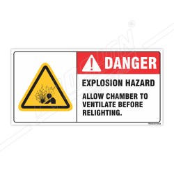 Explosion Hazard Allow Chamber To Ventilate Before Relighting Hazardous Label| Protector FireSafety
