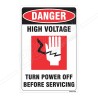 High Voltage Turn Power Off Before Servicing Voltage Safety Label| Protector FireSafety