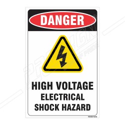 High Voltage Electrical Shock Hazard Safety Label| Protector FireSafety