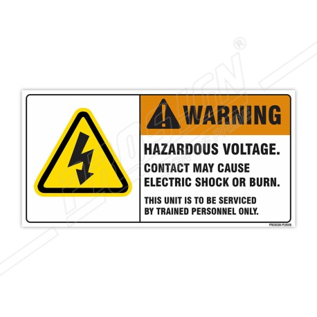 Hazardous Voltage This Unit To Be Service Trained person Only Safety Label| Protector FireSafety