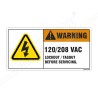 120/280 VAC Lockout Tagout Before Servicing Voltage Safety Label| Protector FireSafety