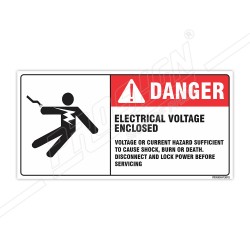 Electric Voltage Enclosed Safety Label| Protector FireSafety