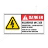 Hazardous Voltage Contact May Cause Shock Or Burn Voltage Safety Label| Protector FireSafety