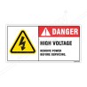 High Voltage Remove Power Before Servicing Voltage Safety Label| Protector FireSafety