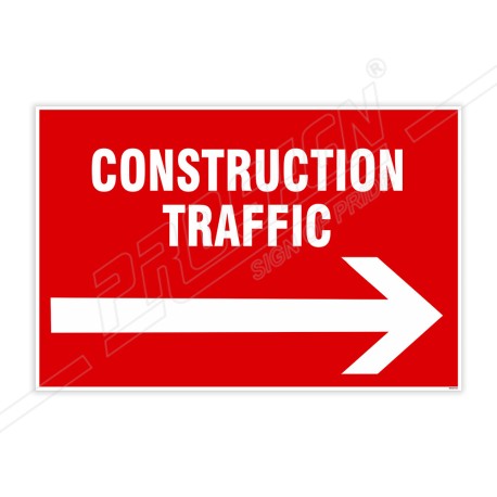 Construction Traffic With Right Arrow Site Safety Sign| Protector FireSafety